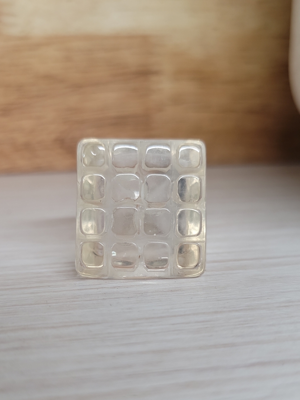 Clear Square Geometric Statement Ring, size 7 - Picture 4 of 6